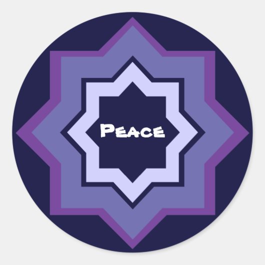 Peace Star-patroon Ronde Sticker (Voorkant)