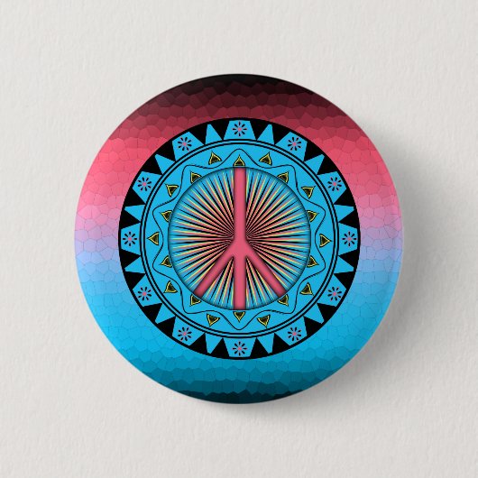 Peace ~ Sun Ronde Button 5,7 Cm (Voorkant)