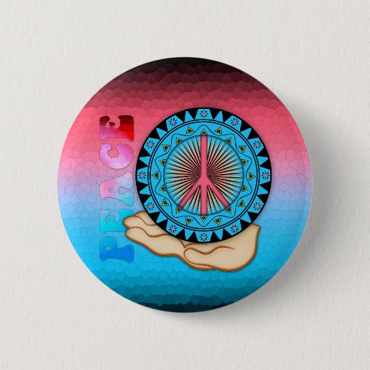 Peace ~ Sun Ronde Button 5,7 Cm (Voorkant)