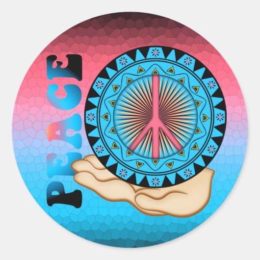 Peace ~ Sun Ronde Sticker (Voorkant)