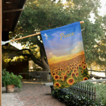 Peace Sunflower Field House Flag