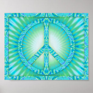 Peace Symbol Blue-Greens Poster