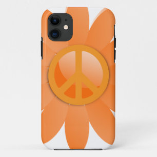 Peace Symbol Flower - Cantelope Oranje iPhone 11 Hoesje