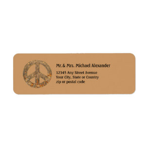 Peace Symbol Gold en Beige Etiket