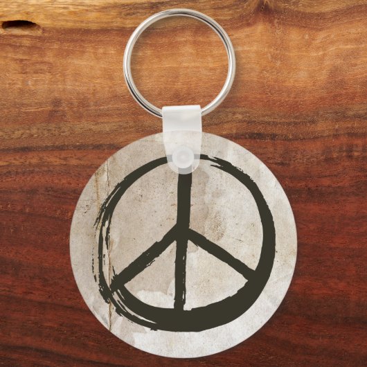 Peace Symbol Hippie Love 1960s Sign Mud Soiled Sleutelhanger (Voorkant)