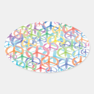 Peace Symbols Art Ovale Sticker