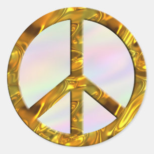 PEACE-symbool - GOLD   gekleurd licht Ronde Sticker