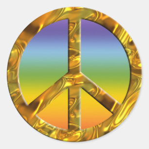 PEACE-symbool - GOLD Kleur van de kinderen Ronde Sticker