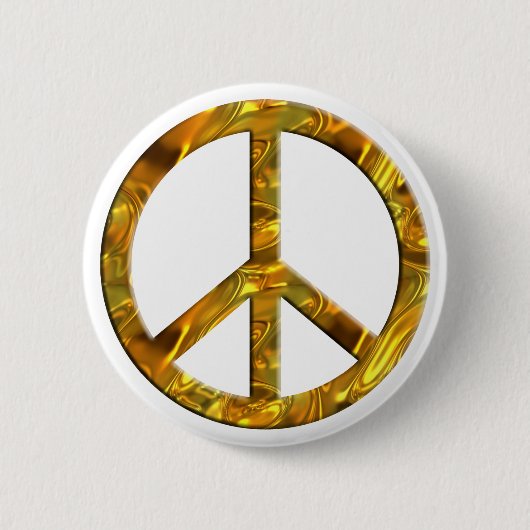 PEACE-symbool - GOLD Ronde Button 5,7 Cm (Voorkant)