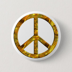 PEACE-symbool - GOLD Ronde Button 5,7 Cm