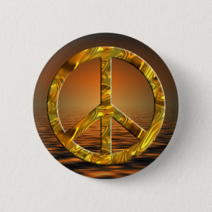 PEACE-symbool - GOLD Ronde Button 5,7 Cm