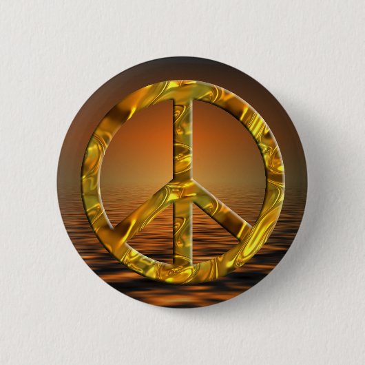 PEACE-symbool - GOLD Ronde Button 5,7 Cm (Voorkant)
