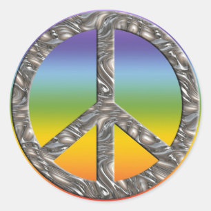 PEACE-symbool - SILVER gekleurde kinderen Ronde Sticker