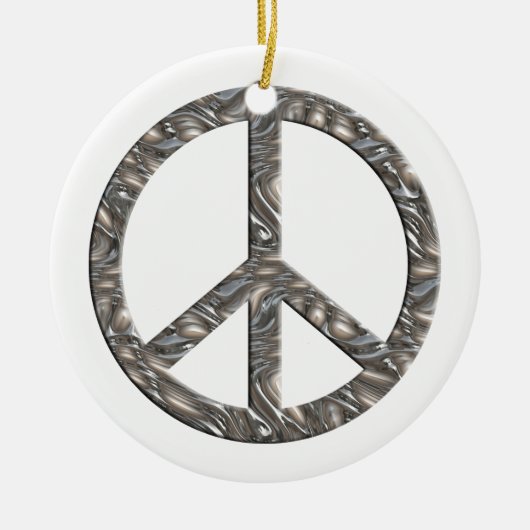 PEACE-symbool - SILVER Keramisch Ornament (Voorkant)
