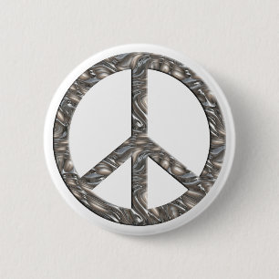 PEACE-symbool - SILVER Ronde Button 5,7 Cm
