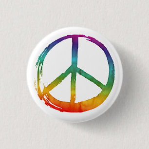 PEACE Symbool teken - Kleurrijke Hippie Tie-Dye Ronde Button 3,2 Cm