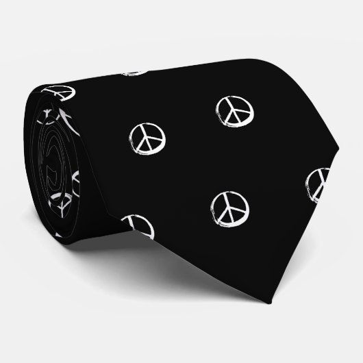 PEACE Symbool teken Mode Elegant Statement Zwart Stropdas (Opgerold)