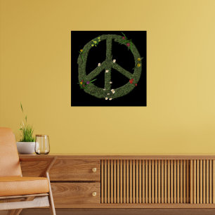 PEACE-symbool van Real Grass Flowers Hippie 60s Si Poster