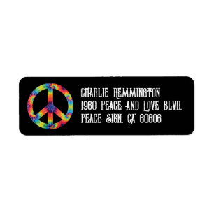 Peace Teken Adreslabels Regenboog Hippy Hippie Etiket