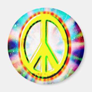 PEACE-teken Geel Kleurrijk, gelukkig en gespannen Magneet
