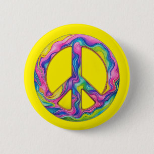Peace-Theme Psychedlic Inspirerende boodschap Ronde Button 5,7 Cm
