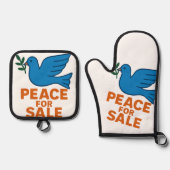 Peace themed apron ovenwant & pannenlap set (Voorkant)