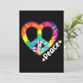 Peace Tie Dye  Heart Hippie Retro Groovy Kaart (Staand voorkant)