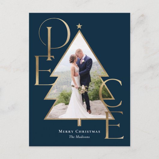 Peace Tree Modern Holiday Photo Card Briefkaart (Voorkant)