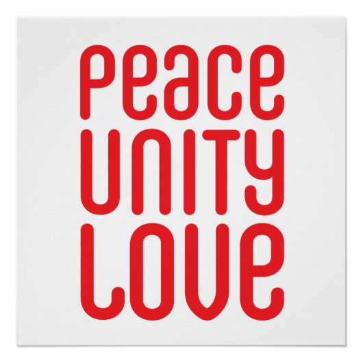 PEACE UNITY LOVE ♥ 20" x 20", Poster Paper (Devant)