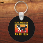 Peace Was Never An Option Funny Border Collie Dog  Sleutelhanger (Voorkant)