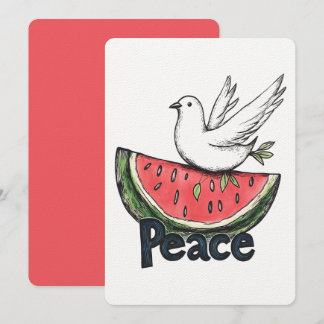 Peace & Watermelon | Minimalistisch duif symbool س Kaart