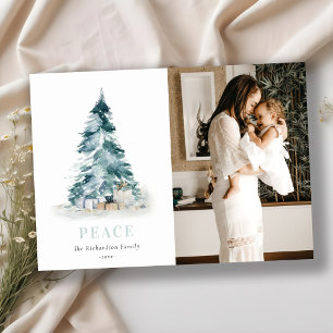 Peace Waterverf Pine-kerstboom Gift-foto Feestdagenkaart