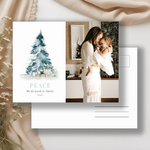 Peace Waterverf Pine-kerstboom Gift-foto Feestdagenkaart
