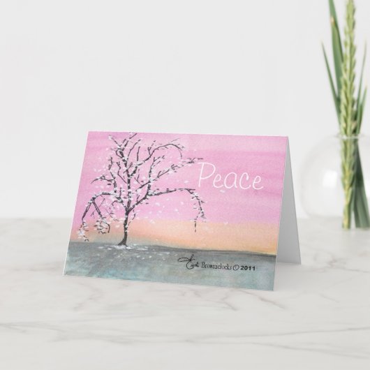 Peace Waterverf Snow op de kerstboom Kaart (Voorkant)
