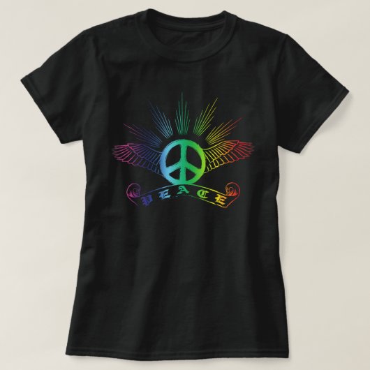 Peace Wings-regenboog T-shirt (Design voorkant)