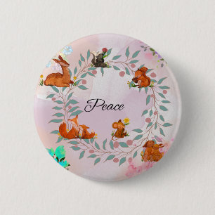 Peace Woodland Animal Ronde Button 5,7 Cm