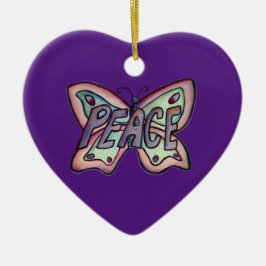 Peace Word Art Butterfly Geschenk Vakantie Ornamen Keramisch Ornament