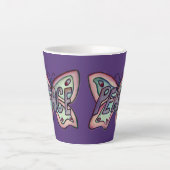 Peace Word Art Paarse Vlinder Vleugel Koffie Cup Latte Mok (Voorkant)