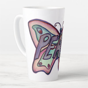 Peace Word Art Paarse Vlinder Wing Cup Latte Mok