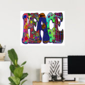 Peace Word Art Poster (Thuiskantoor)