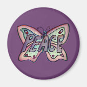 Peace Word Art Purple Papillon aile Aimant frigo (Devant)