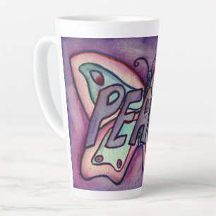 Peace Word Art Purple Papillon Wing Cup Latte Mug