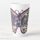 Peace Word Art Purple Papillon Wing Cup Latte Mug (Devant)