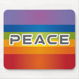 Peace Word Letters - vlag op regenboogachtergrond Muismat