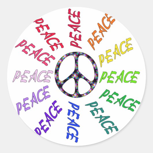 Peace Words Circle Ronde Sticker (Voorkant)