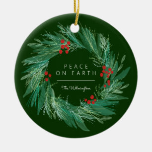 Peace Wreath Noël Ornement en céramique de Noël