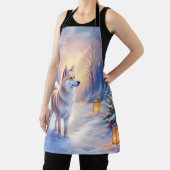 Peaceful Akita on Snow Lantern Path Christmas Dog  Schort (Insitu)