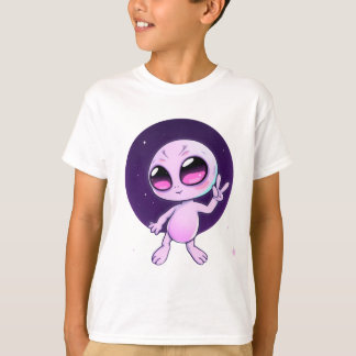 Peaceful Alien – Cute Cosmic Vibes in Pastel T-shirt