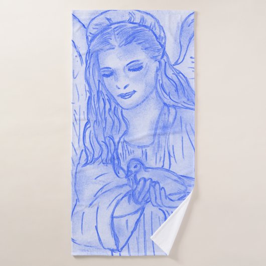 Peaceful Angel in Light Blue Bad Handdoek (Badhanddoek)