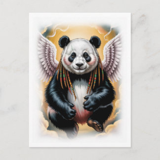 Peaceful Angel Panda on a White Feestdagenkaart